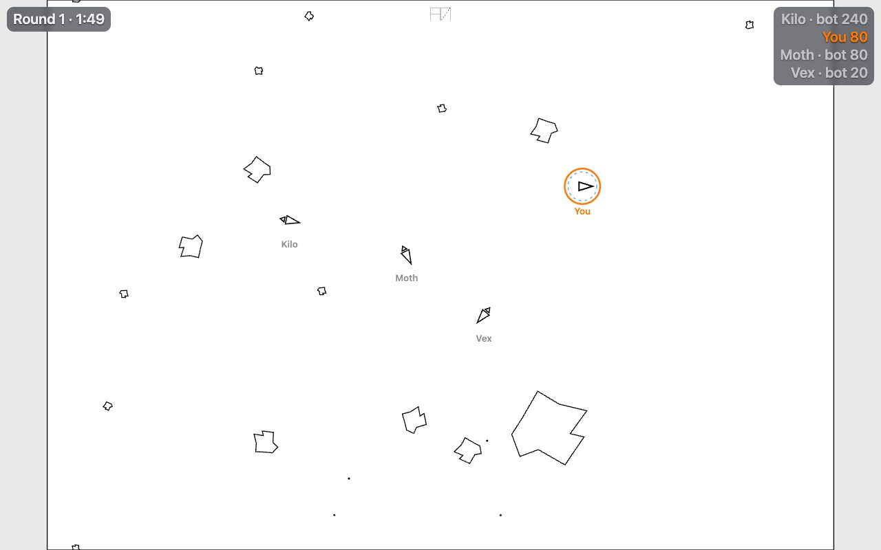 Asteroids Arena, a moment of play